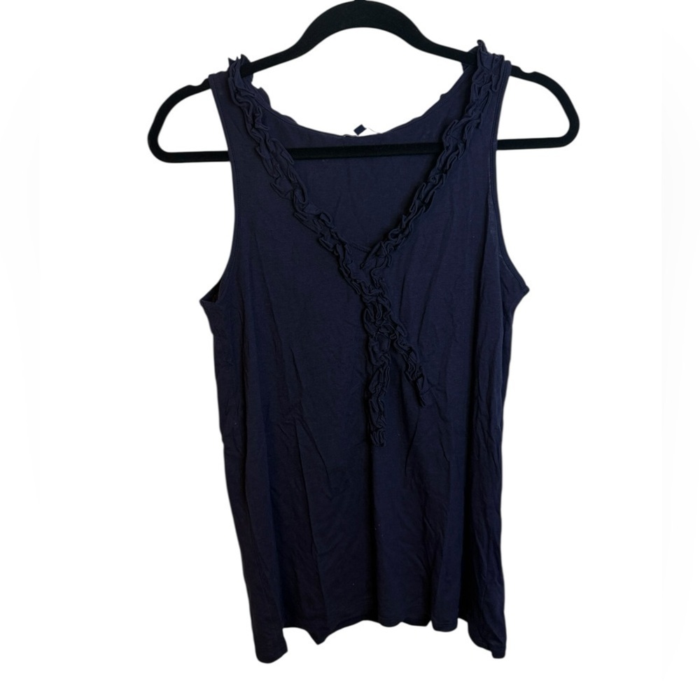 Gap Navy Blue Pima Cotton Y2K Ruffle Tank